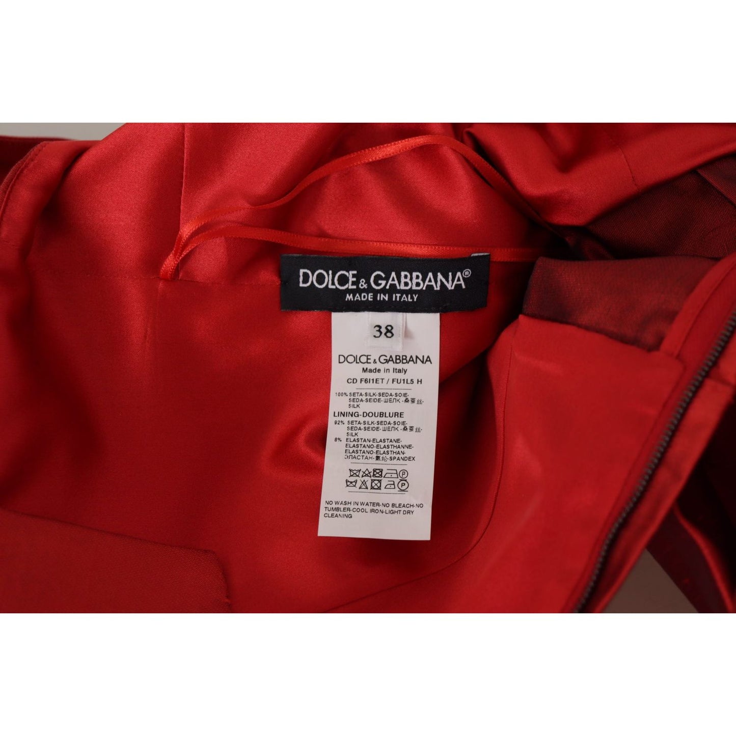 Dolce & Gabbana Red A-line Pleated Satin Silk Dress DR28717 - 38