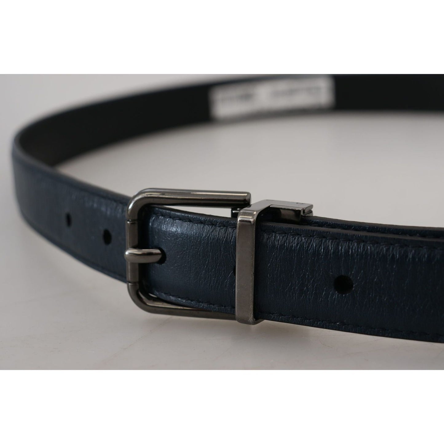 Dolce & Gabbana Blue Leather Silver Metal Buckle Vintage Belt BEL8934 - 90