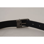 Dolce & Gabbana Blue Leather Silver Metal Buckle Vintage Belt BEL8934 - 90