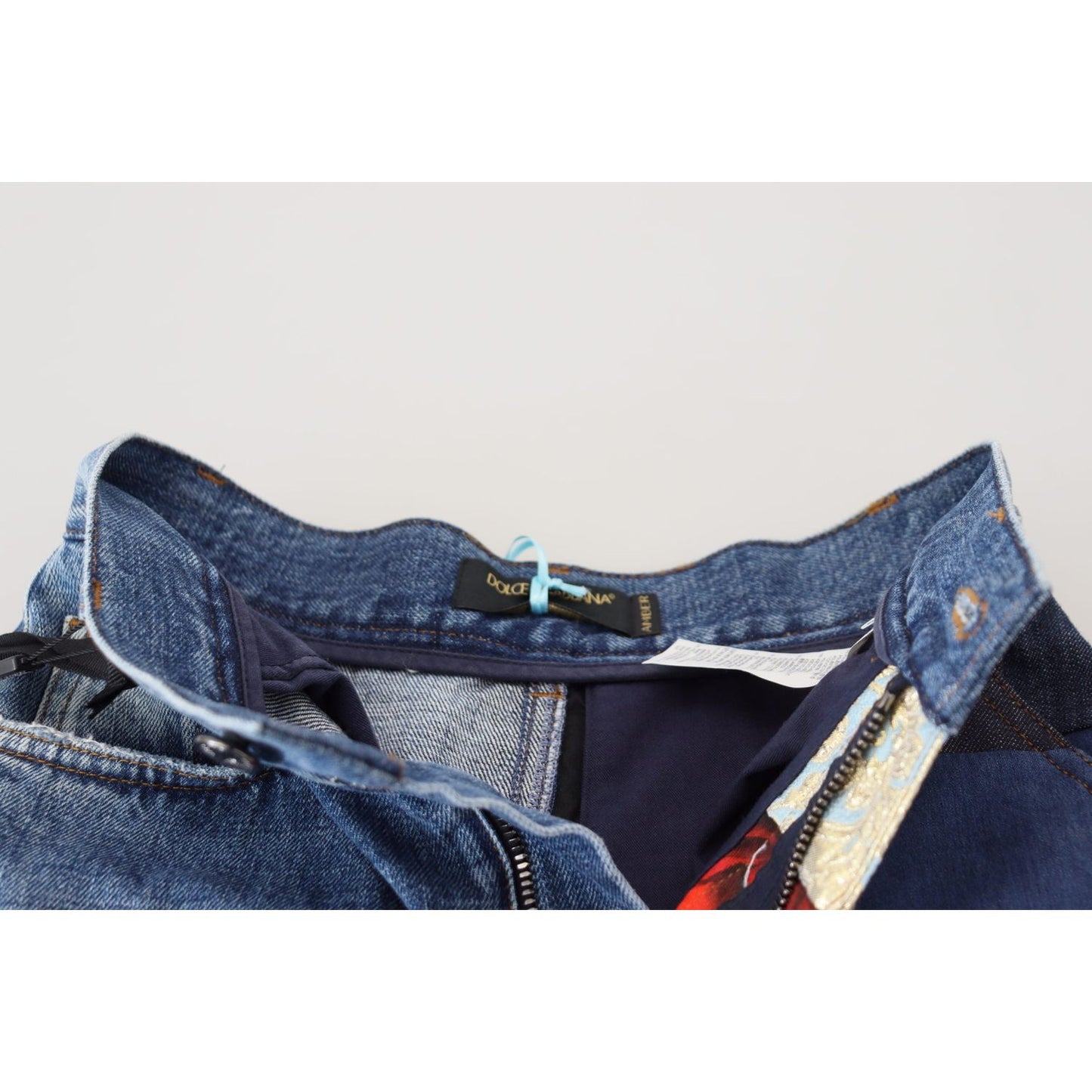 Dolce & Gabbana Blue Jacquard Majolica High Waist Jeans PAN73064 - 36