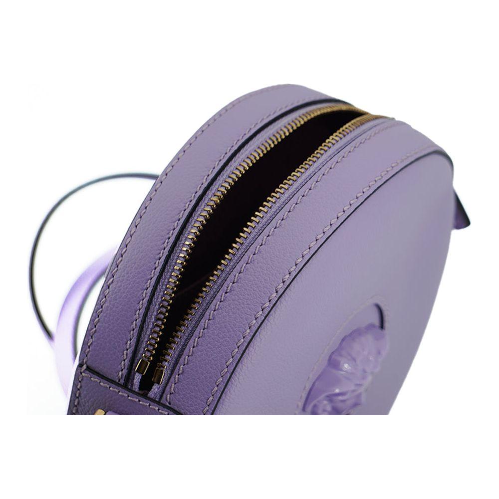 Versace Purple Calf Leather Round Disco Shoulder Bag Versace