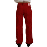 Dolce & Gabbana Red Cotton Straight Fit Men Denim Jeans PAN72931-46
