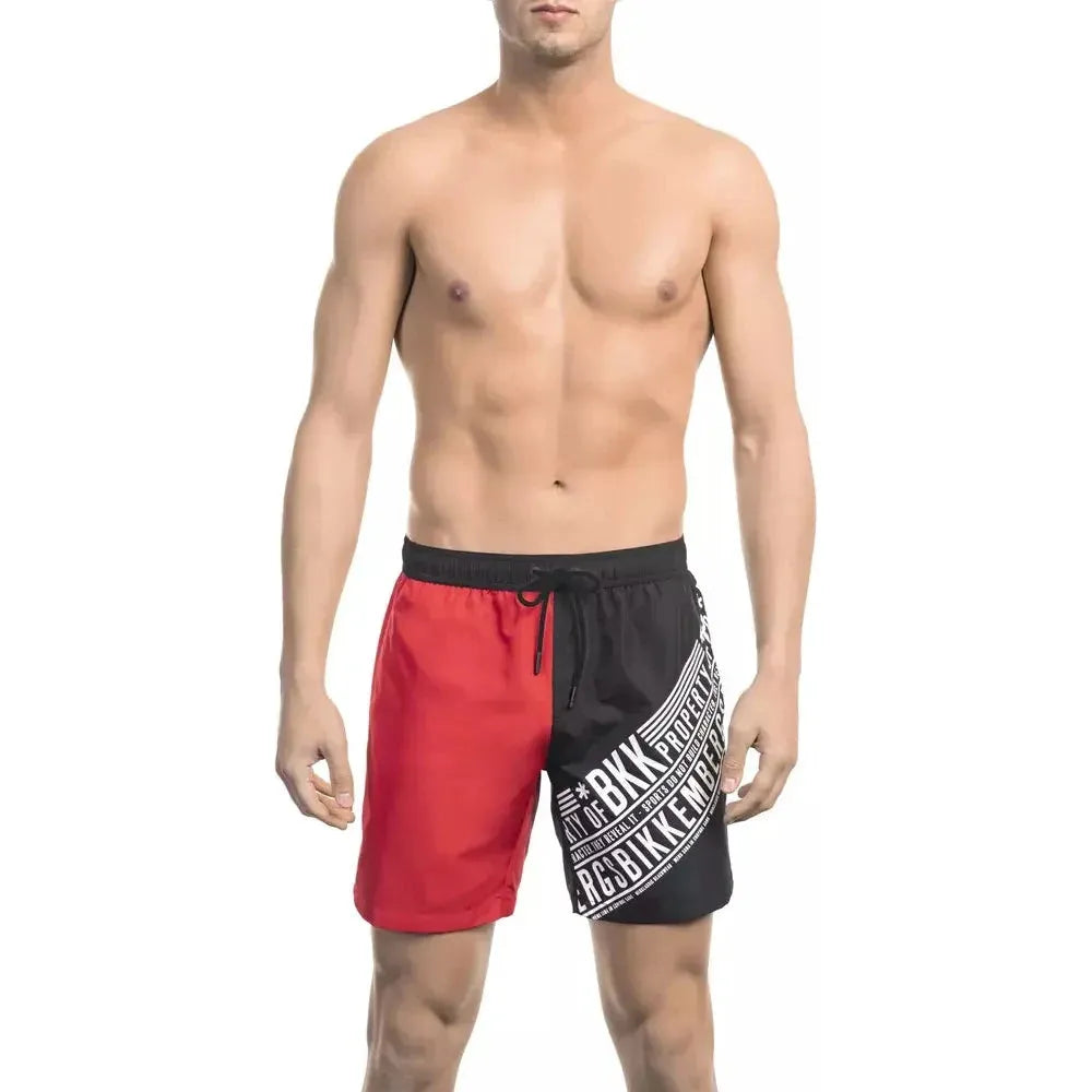 Bikkembergs Red Polyester Men Swim Short BI-22001-XL