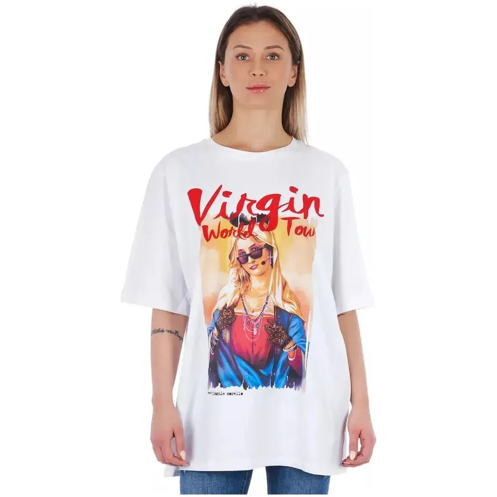 Frankie Morello White Cotton Women T-Shirt FR-21733-S