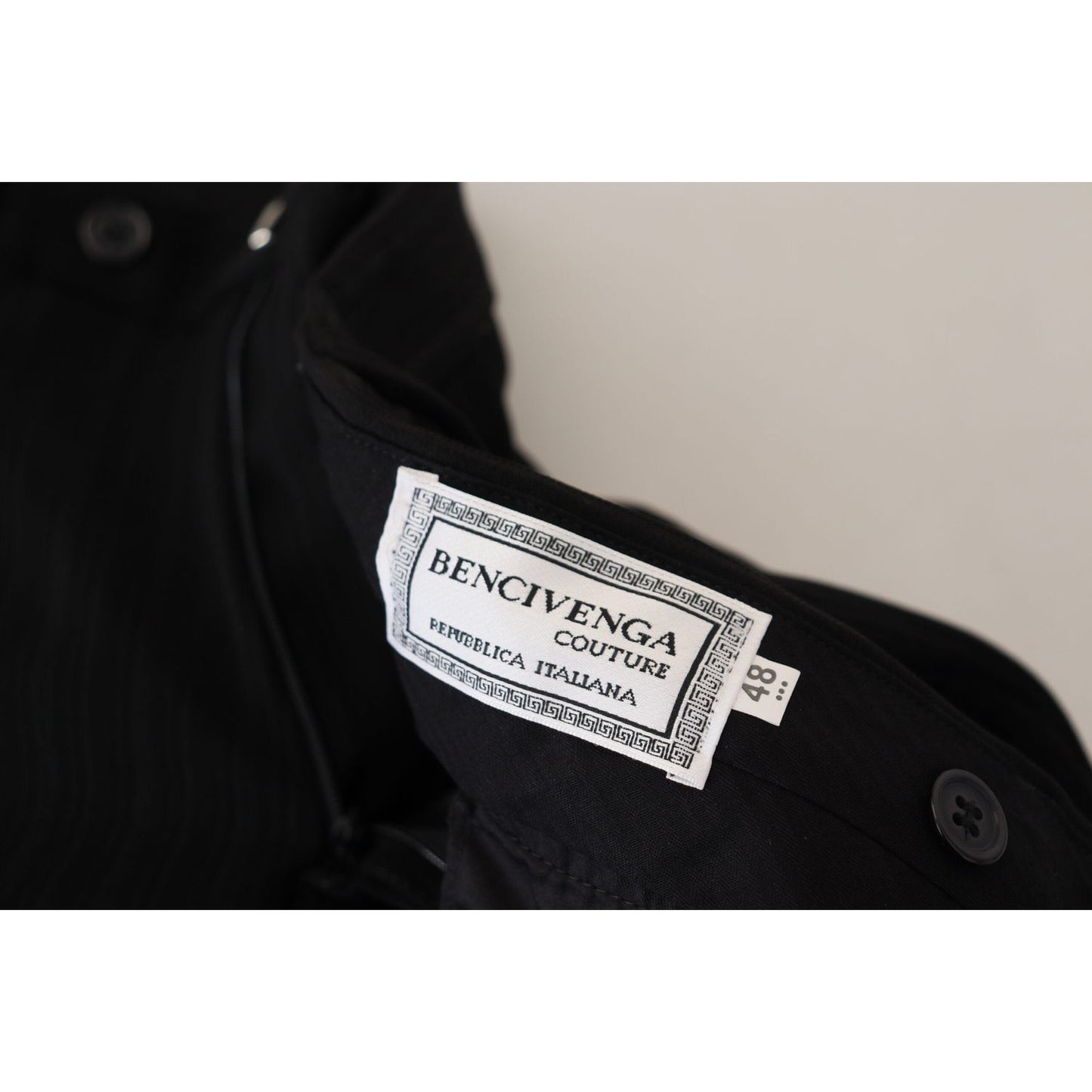 BENCIVENGA Black Cotton Straight Fit Men Formal Pants BENCIVENGA