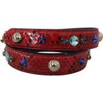 Dolce & Gabbana Red Exotic Leather Crystals Shoulder Strap BEL8733