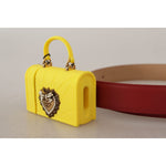 Dolce & Gabbana Red Leather Yellow DEVOTION Heart Bag Buckle Belt WMB184 - 75