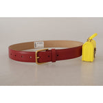 Dolce & Gabbana Red Leather Yellow DEVOTION Heart Bag Buckle Belt WMB184 - 75