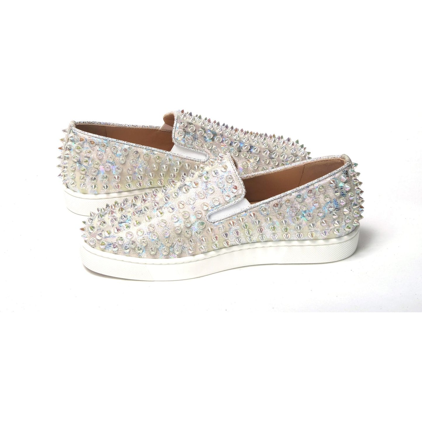 Christian Louboutin White Ab/Clear Ab Roller Boat Woman Flat Sneaker CL059-35.5-FBB-162