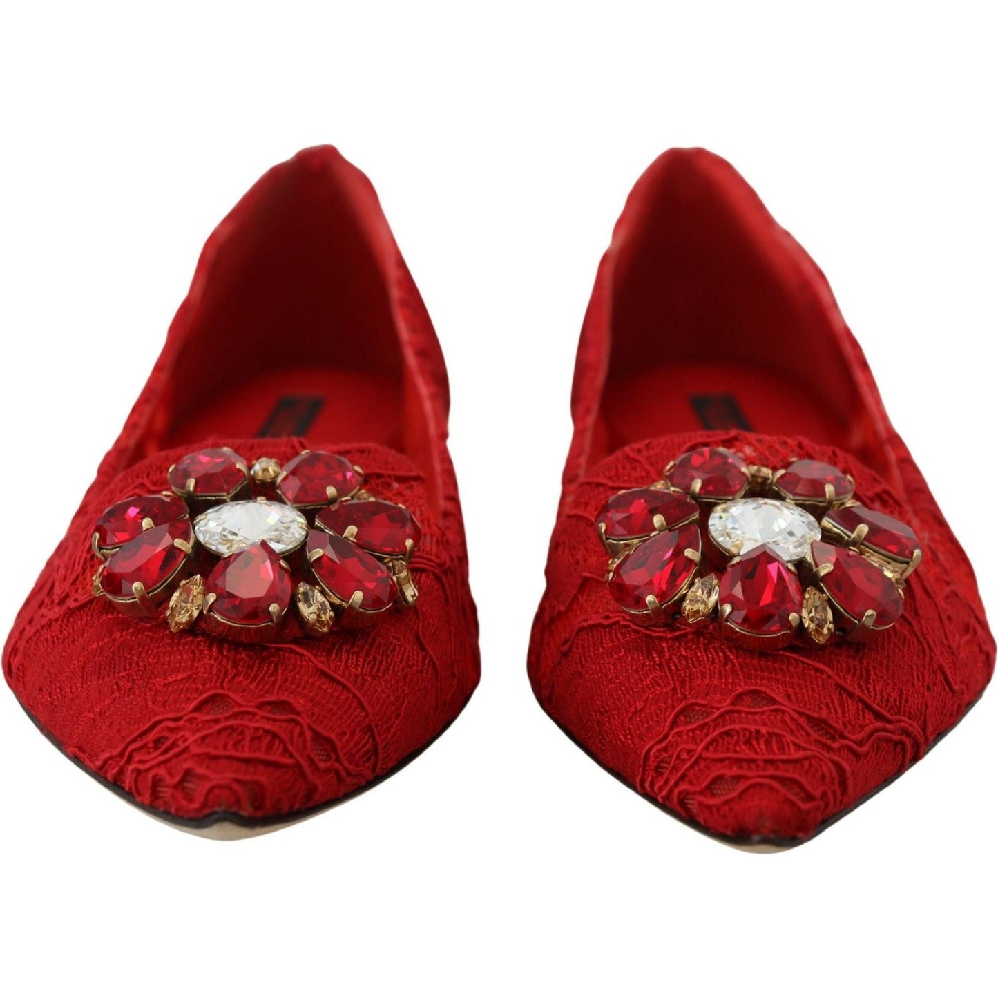 Dolce & Gabbana Red Taormina Crystals Loafers Flats Shoes LA10204- 37.5