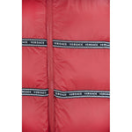 Elegant Red Versace Logo Vest with Detachable Hood 8054712636509