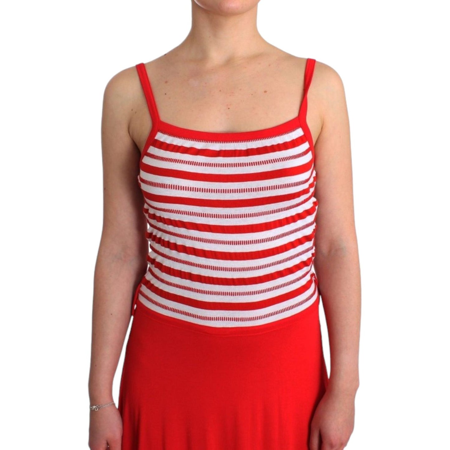 Roccobarocco Red striped jersey A-line dress SIG11590-1