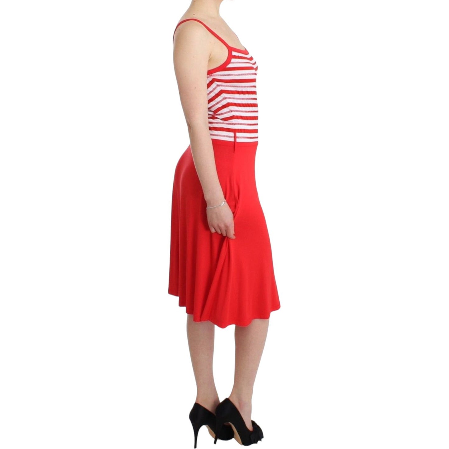 Roccobarocco Red striped jersey A-line dress SIG11590-1