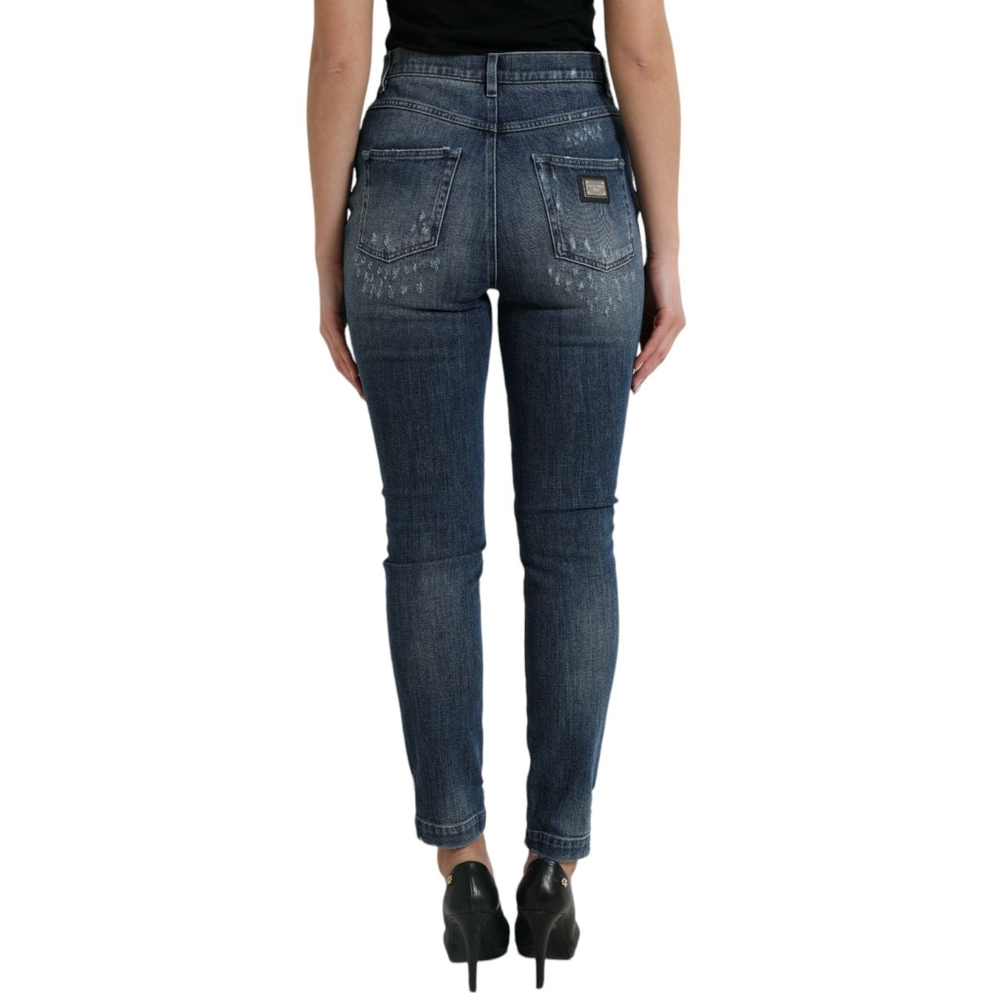 Dolce & Gabbana Dark Blue Distressed GRACE Skinny Denim Jeans PAN75008-40