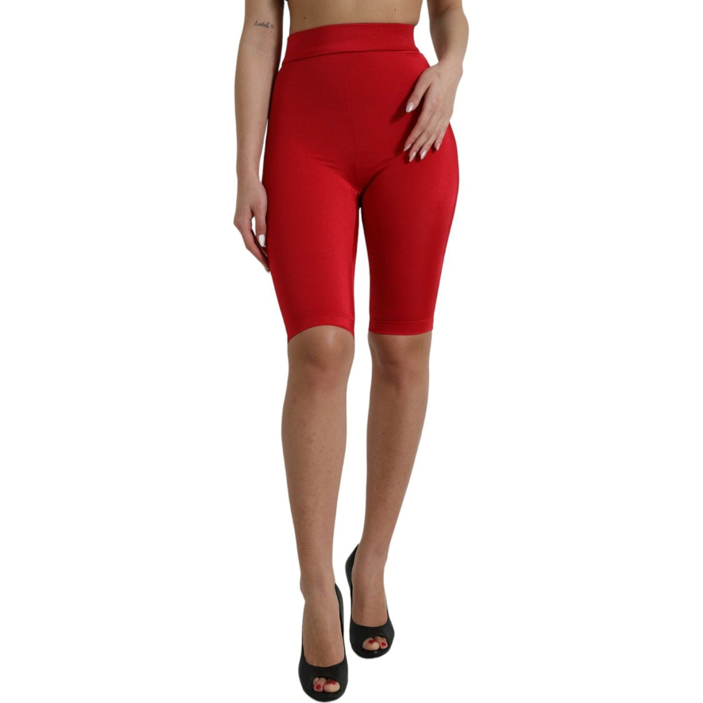 Dolce & Gabbana Red Stretch High Waist Cropped Leggings Pants PAN74928-40