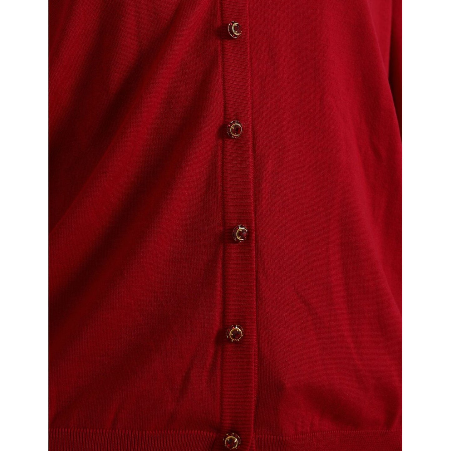 Dolce & Gabbana Red Wool V-neck Buttoned Cardigan Sweater TSH84793-50