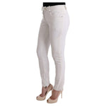 Ermanno Scervino White Cotton Slim Fit Casual Pants SIG30310-1