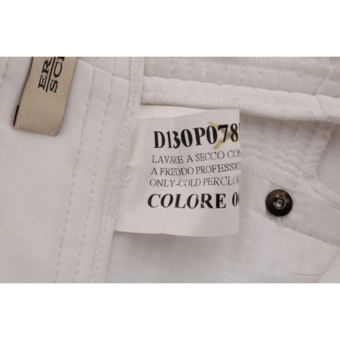 Ermanno Scervino White Cotton Slim Fit Casual Pants SIG30310-1