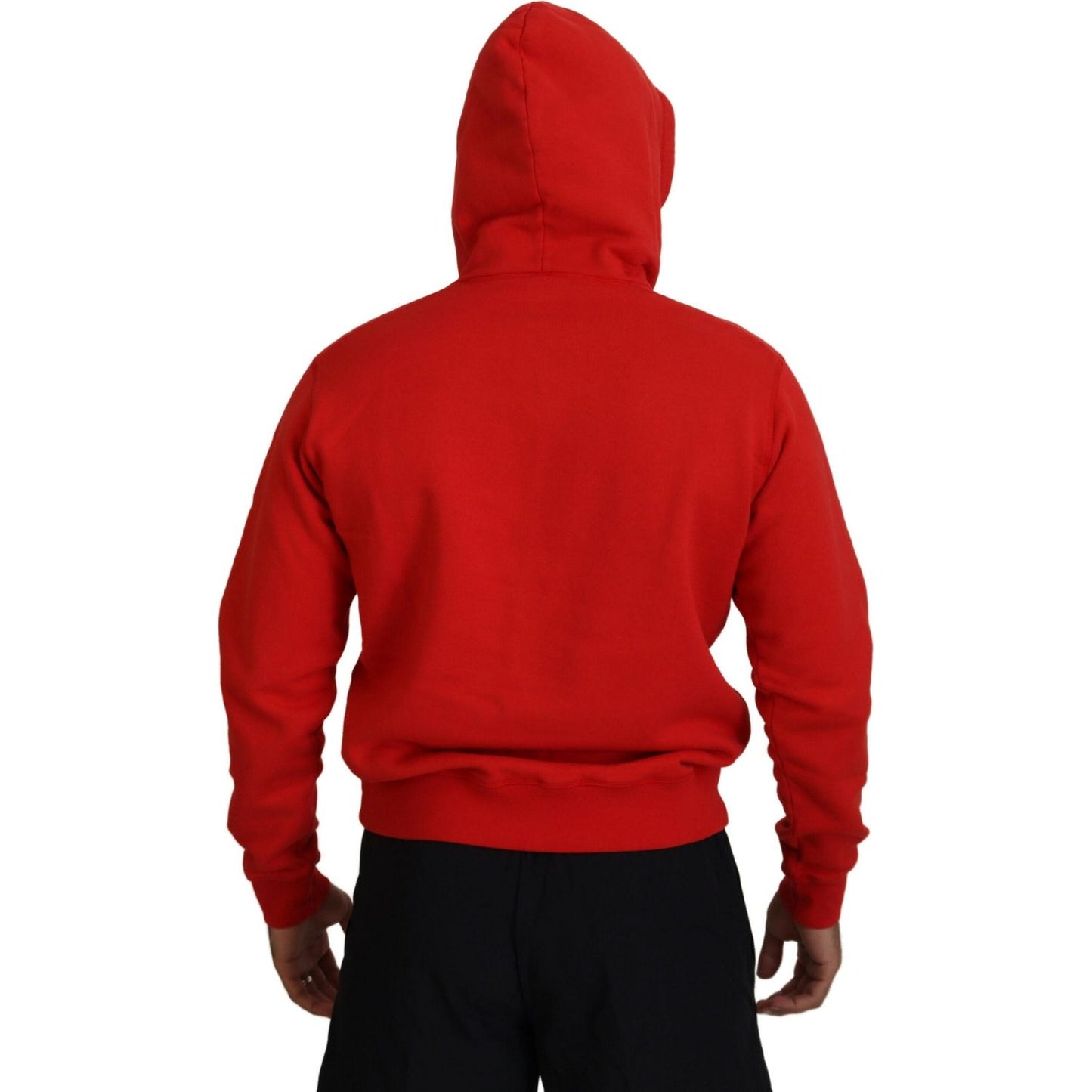 Dsquared² Red Cotton Hooded Printed Men Pullover Sweater TSH83487-48