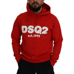 Dsquared² Red Cotton Hooded Printed Men Pullover Sweater TSH83487-48