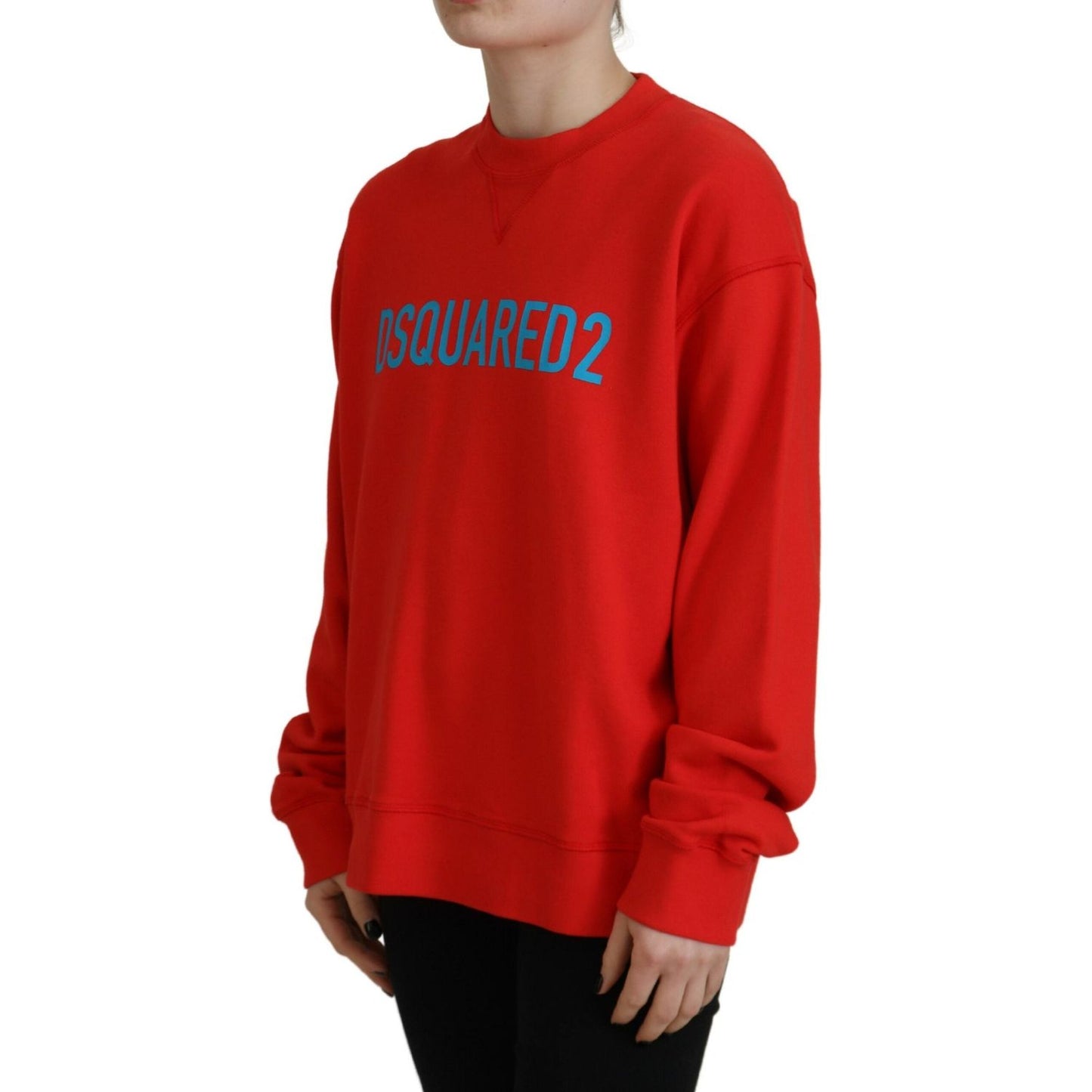 Dsquared² Red Cotton Printed Crew Neck Long Sleeve Sweater TSH83440-38