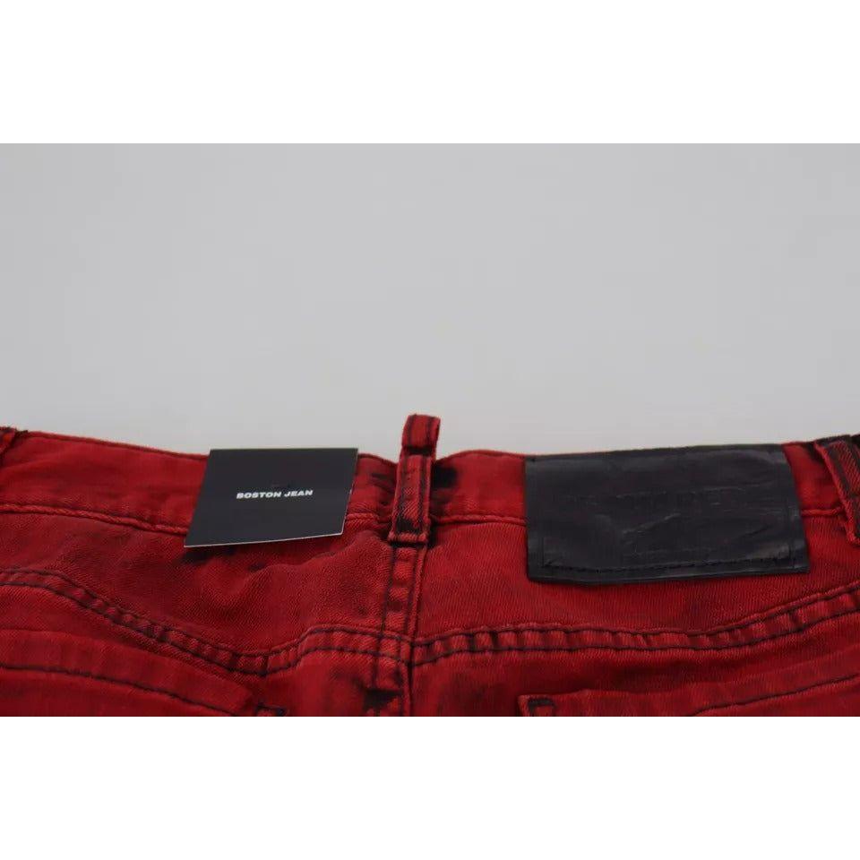 Dsquared² Red Low Waist Cotton Stretch Skinny Pants PAN74494-38