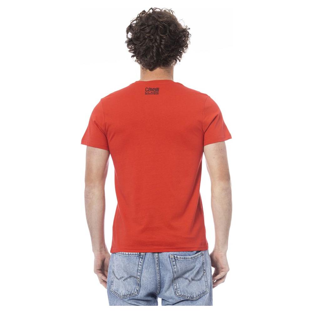 Cavalli Class Red Cotton Men T-Shirt CA-24334-M