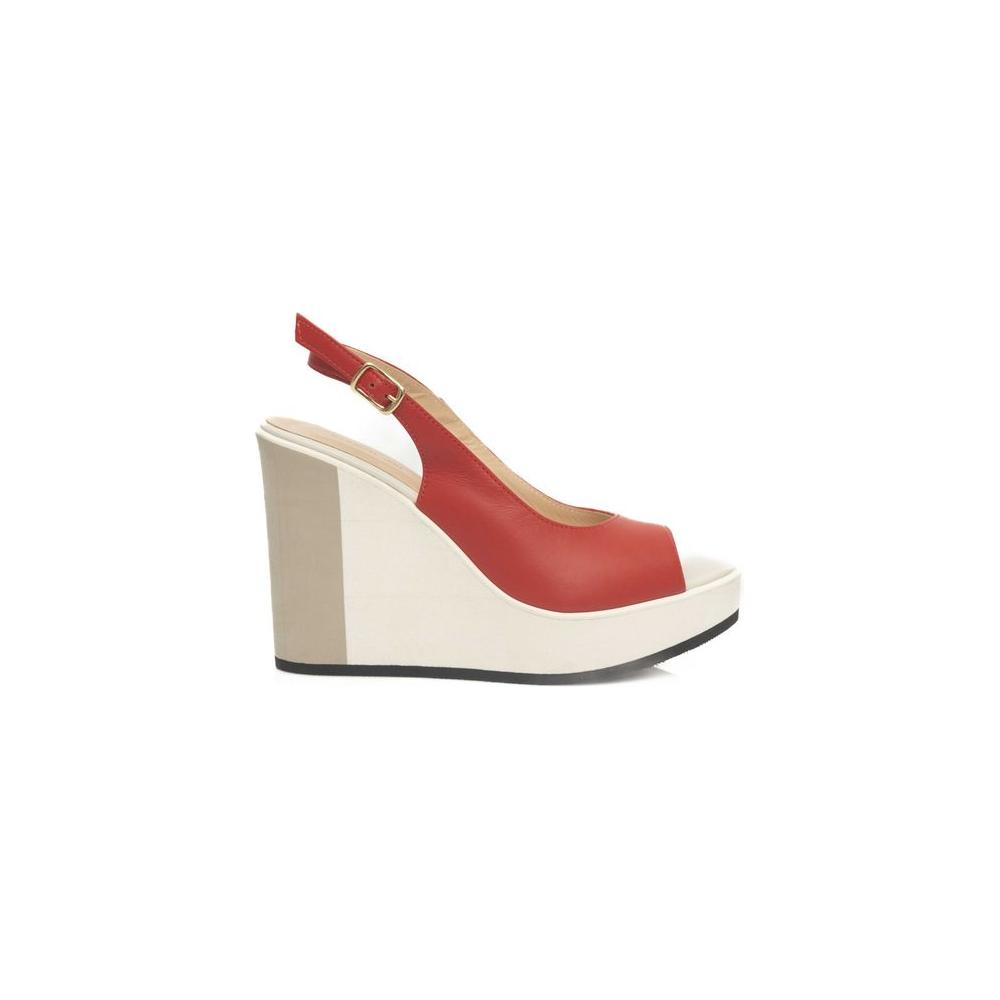 Cerruti 1881 Red Calfskin Women Sandal CE-24526-EU38/US8