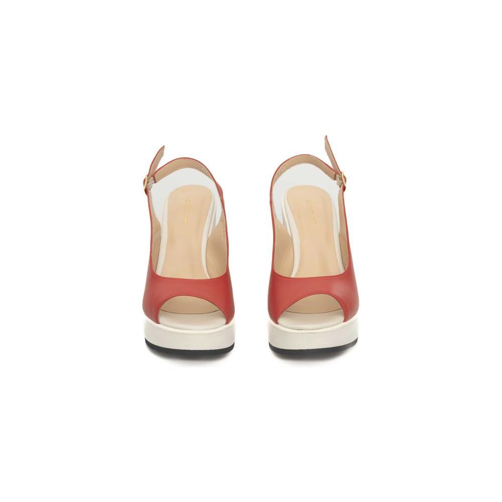Cerruti 1881 Red Calfskin Women Sandal CE-24526-EU38/US8
