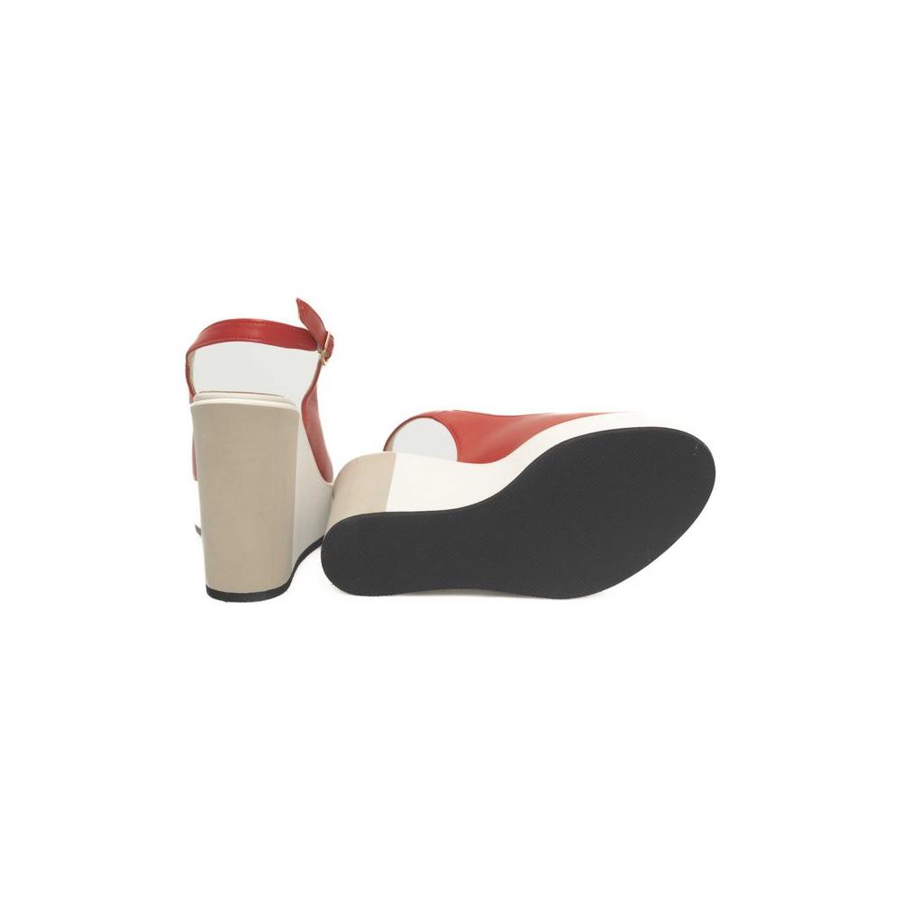 Cerruti 1881 Red Calfskin Women Sandal CE-24526-EU38/US8