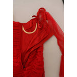 Dolce & Gabbana Red Mesh Trim Bodycon Sheath Midi Dress DR28904