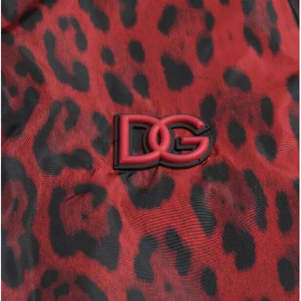 Dolce & Gabbana Red Leopard Bomber Short Coat Jacket JKT3639-46
