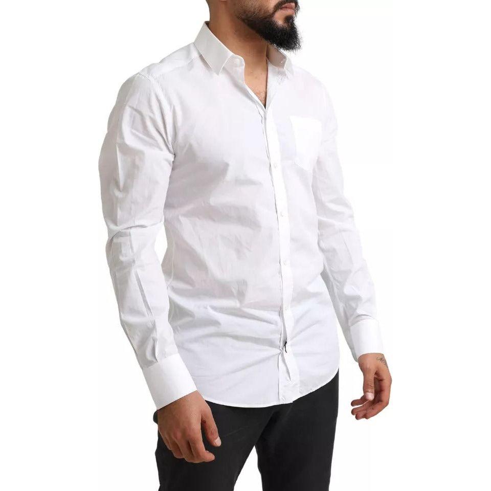 Dolce & Gabbana White GOLD Formal Cotton Tuxedo Dress Shirt TSH84116-41