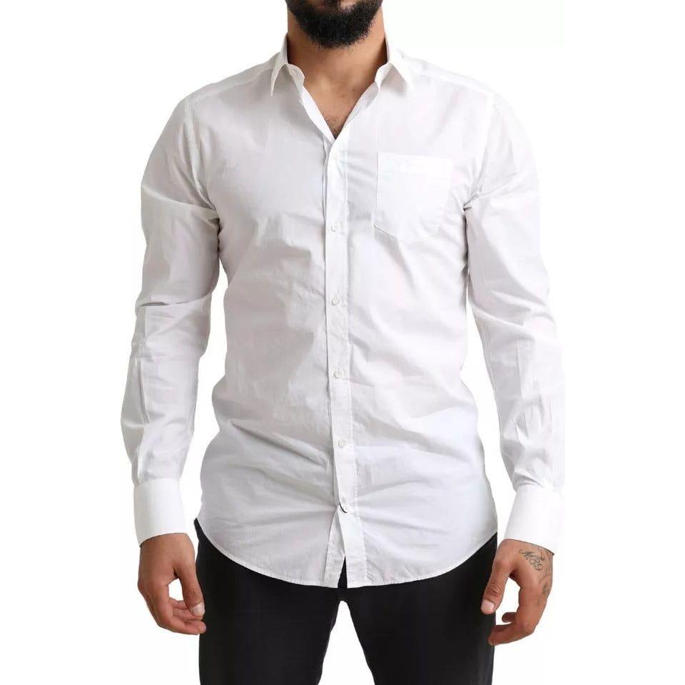 Dolce & Gabbana White GOLD Formal Cotton Tuxedo Dress Shirt TSH84116-41