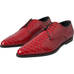 Dolce & Gabbana Red Textured Varnished Derby Men Formal Shoes MV5741-39