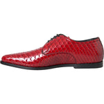 Dolce & Gabbana Red Textured Varnished Derby Men Formal Shoes MV5741-39