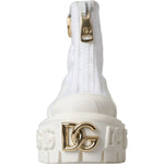 Dolce & Gabbana White Leather Rubber Logo Ankle Boots Shoes LA11042-36