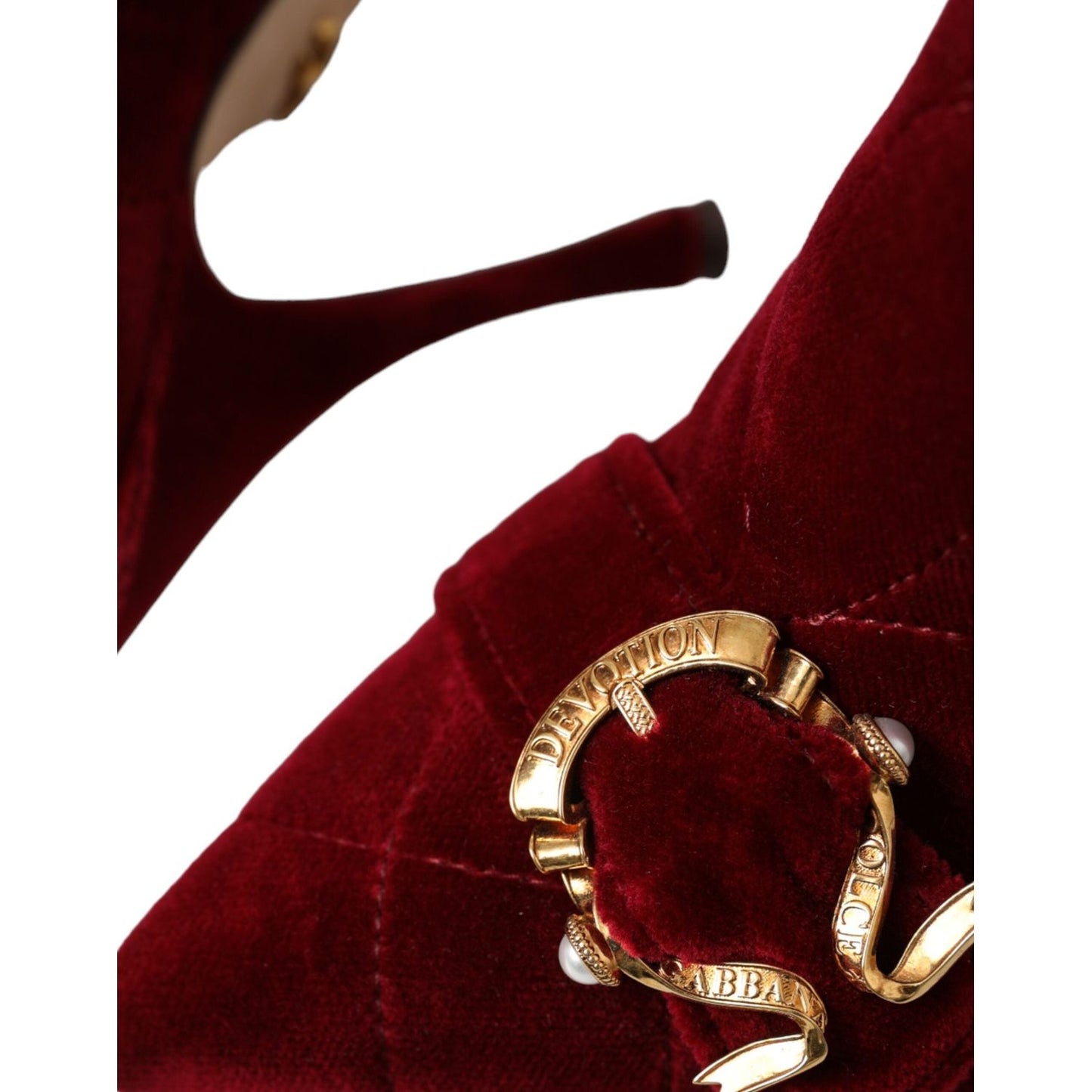 Dolce & Gabbana Dark Red Velvet Devotion Buckle Boots Shoes LA11085-36