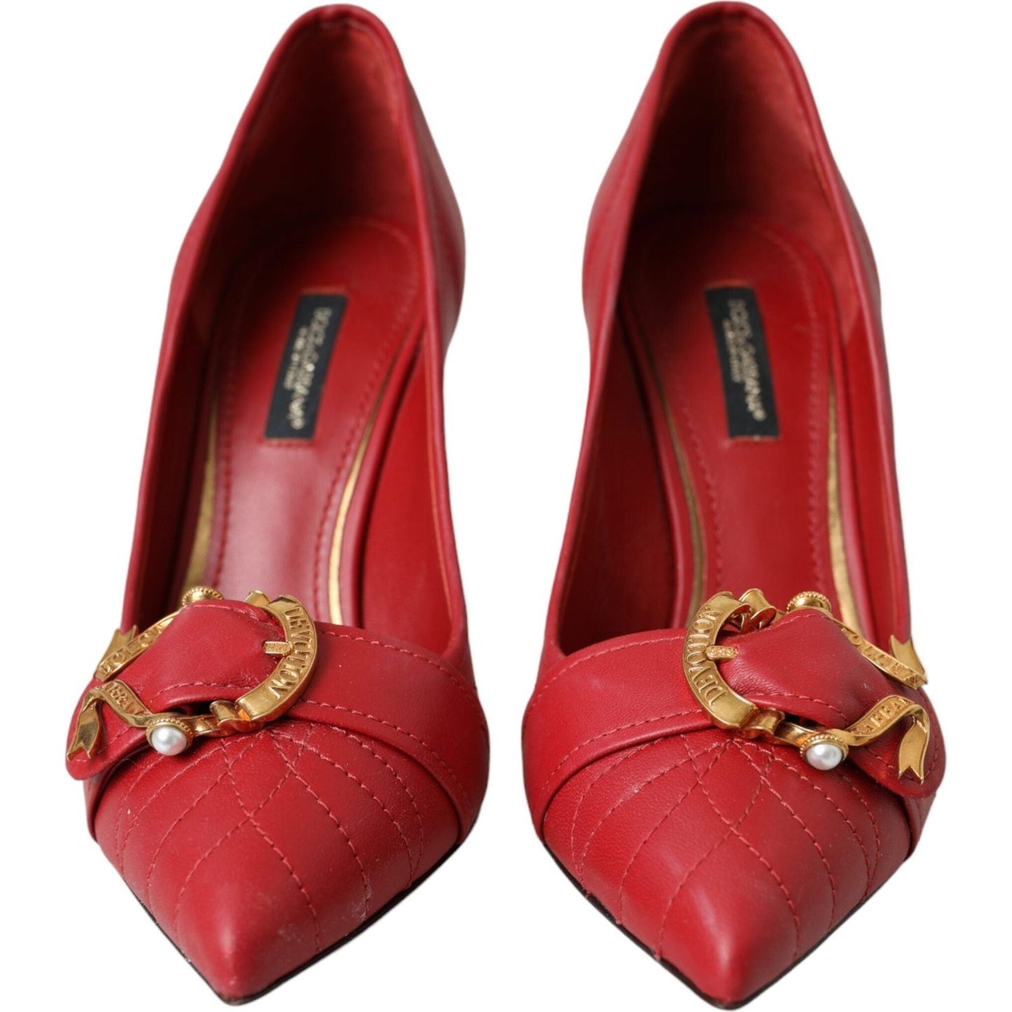 Dolce & Gabbana Red Devotion Leather Heels Pumps Shoes LA11023-36