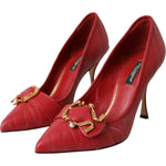Dolce & Gabbana Red Devotion Leather Heels Pumps Shoes LA11023-36