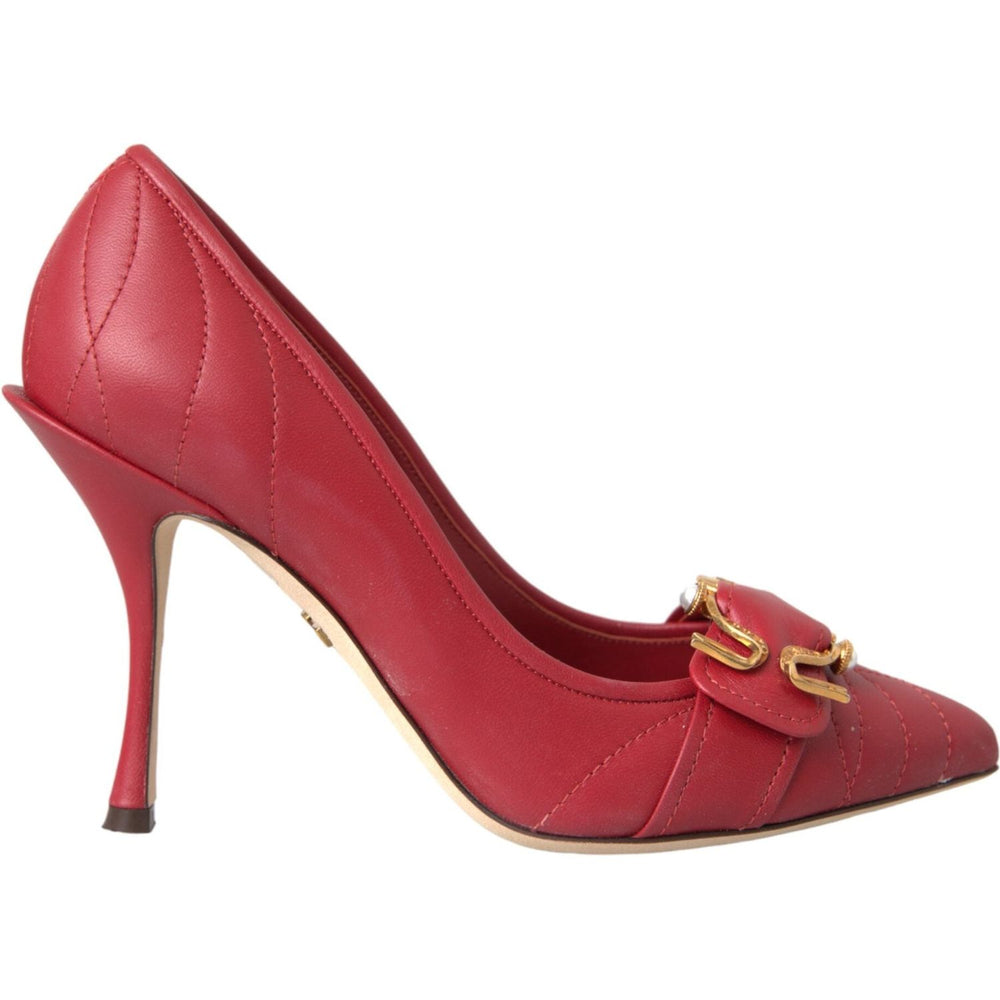 Dolce & Gabbana Red Devotion Leather Heels Pumps Shoes LA11023-36