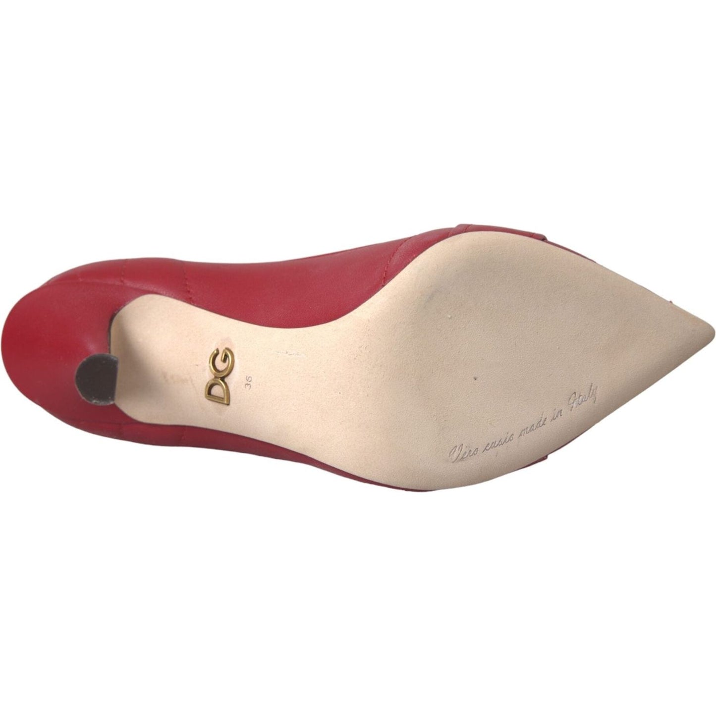 Dolce & Gabbana Red Devotion Leather Heels Pumps Shoes LA11023-36