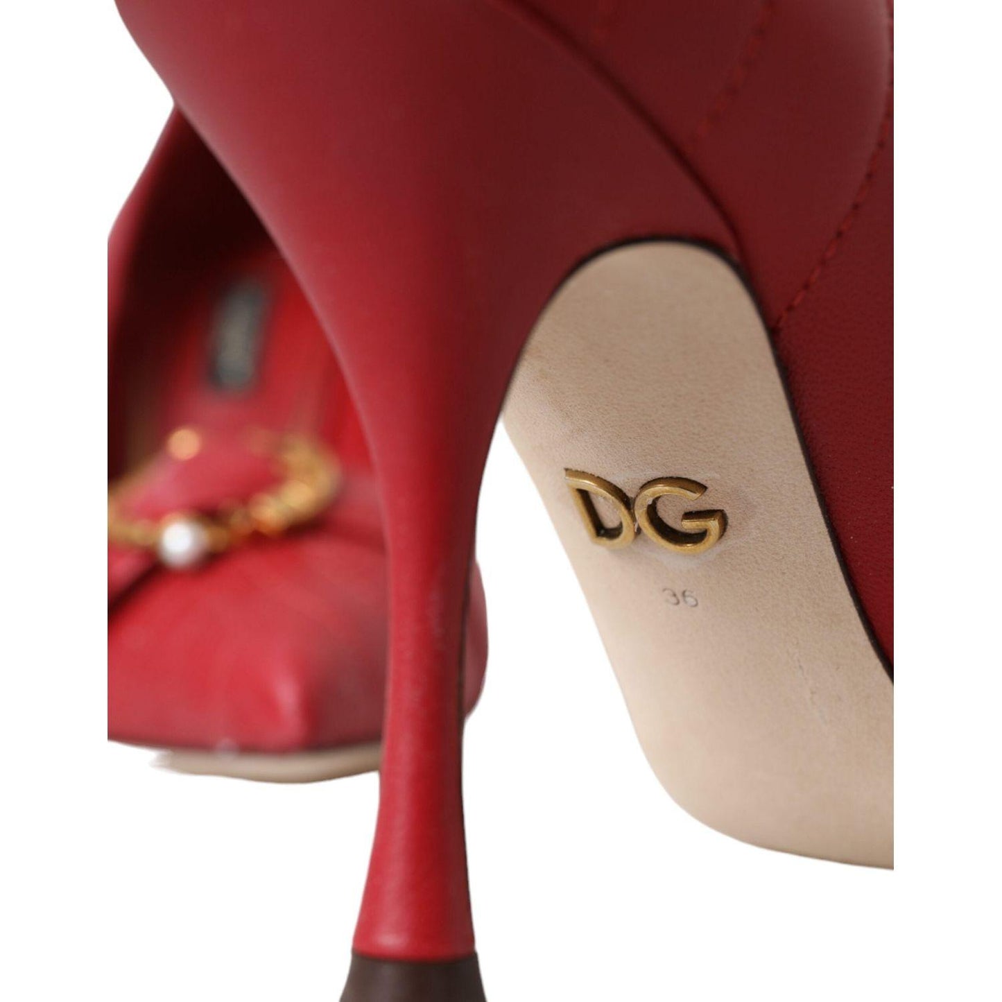 Dolce & Gabbana Red Devotion Leather Heels Pumps Shoes LA11023-36