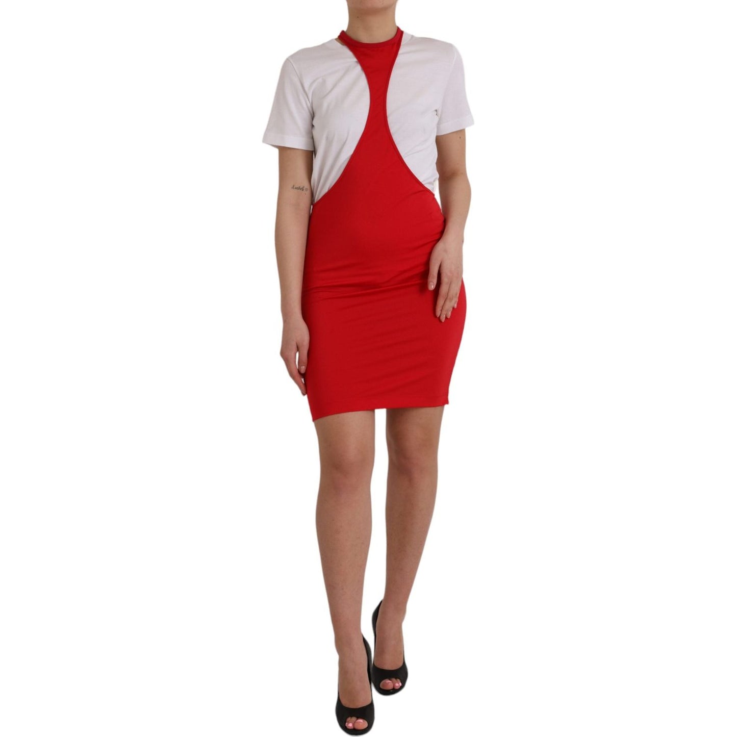 Dolce & Gabbana Red Nylon Stretch Bodycon Sheath Mini Dress DR281032-40