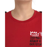 Dolce & Gabbana Red Cotton Graphic Print Crew Neck T-shirt TSH84523-44