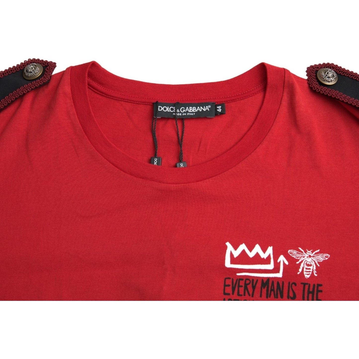 Dolce & Gabbana Red Cotton Graphic Print Crew Neck T-shirt TSH84523-44
