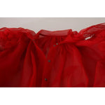 Dolce & Gabbana Red Silk Ascot Collar Ruffles Blouse Top TSH6765-38