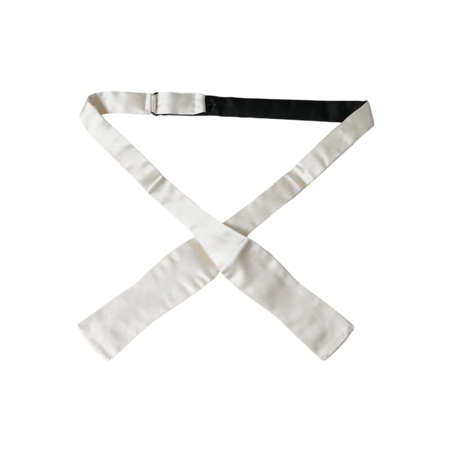 Dolce & Gabbana White Silk Slim Skinny Necktie Men Bow Tie FT3917