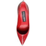 Dolce & Gabbana Red Patent Leather Faux Pearl Heels Pumps Shoes LA11283-36