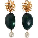 Dolce & Gabbana Red Watermelon Gold Brass Crystal Clip Dangling Earrings SMY10417